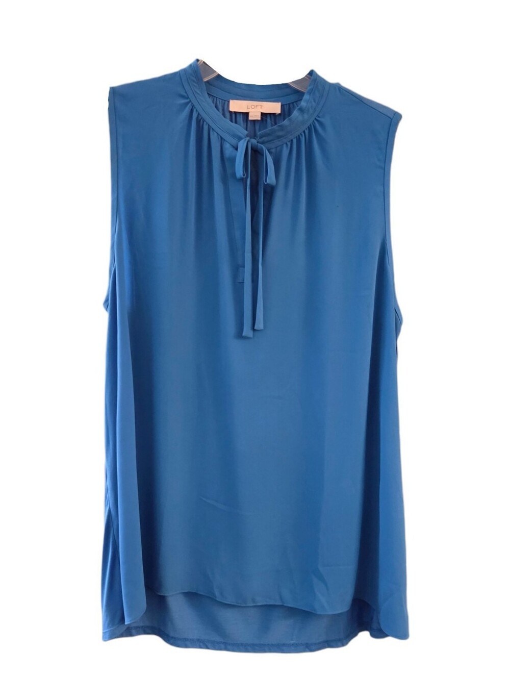 LOFT Royal Blue Sleeveless Tie-Neck Blouse - Plus Size XXL 2X